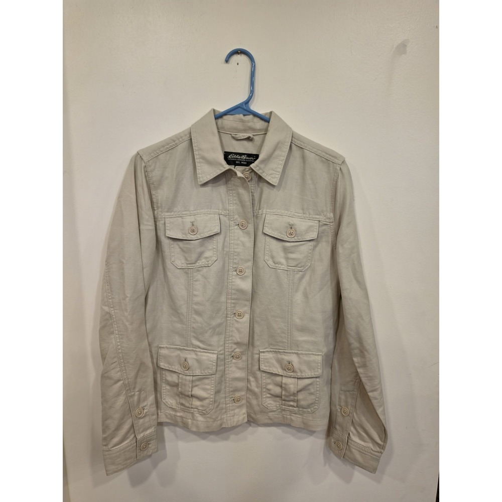 Eddie Bauer Men's Medium Long Sleeve Shirt Outdoor Hiking Camp Button Up Tan